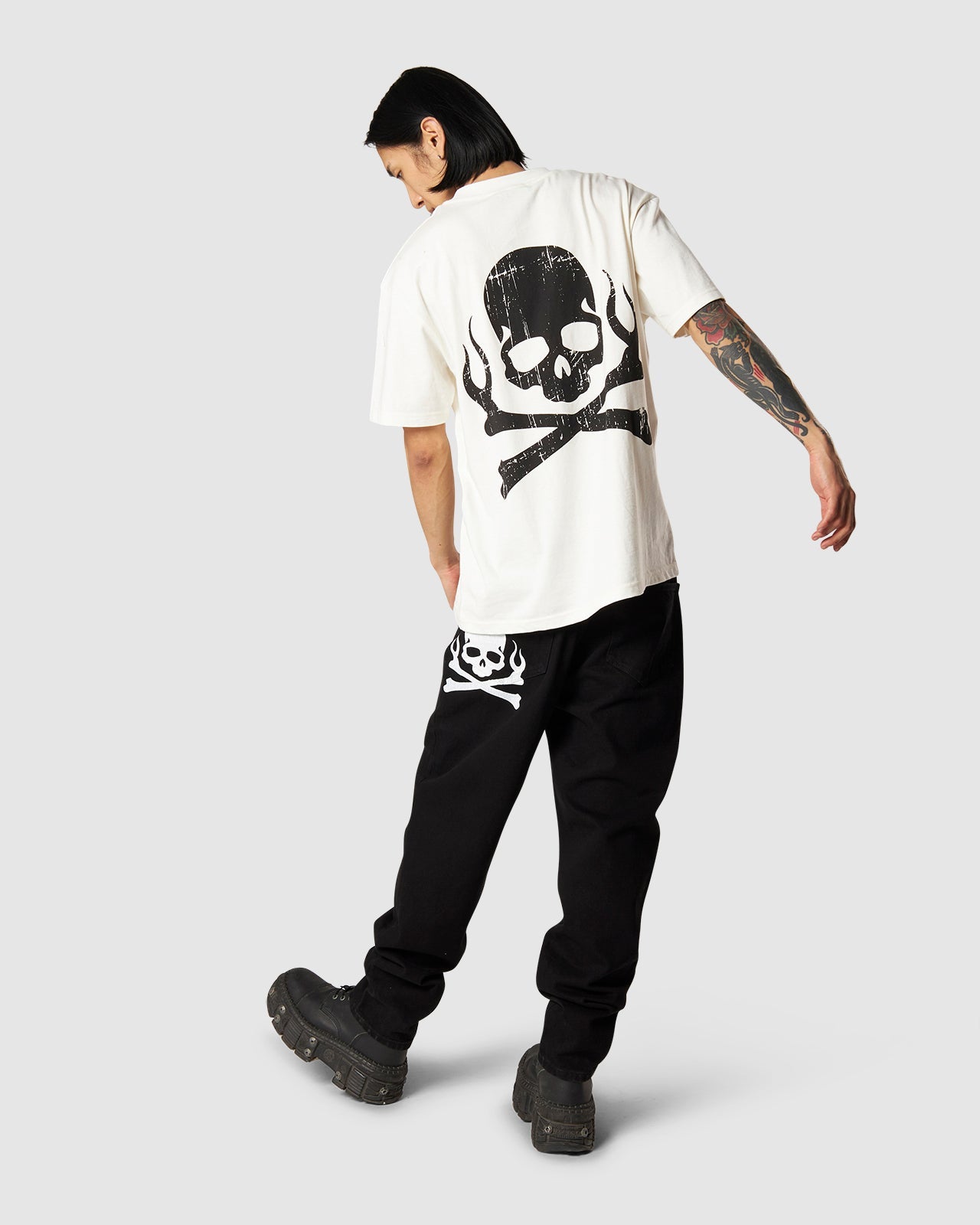 RUINED SKULL PRINT T-SHIRT