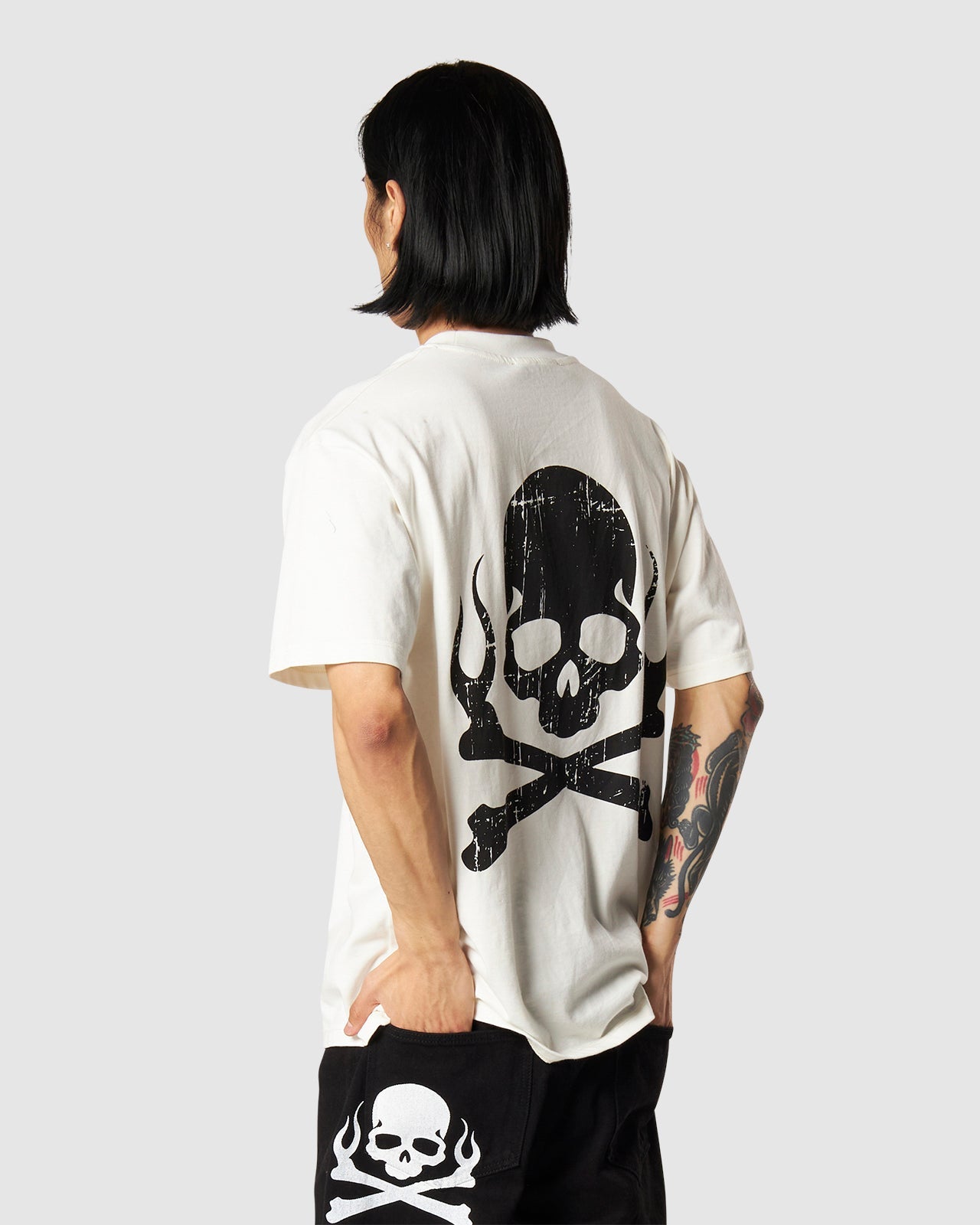 RUINED SKULL PRINT T-SHIRT