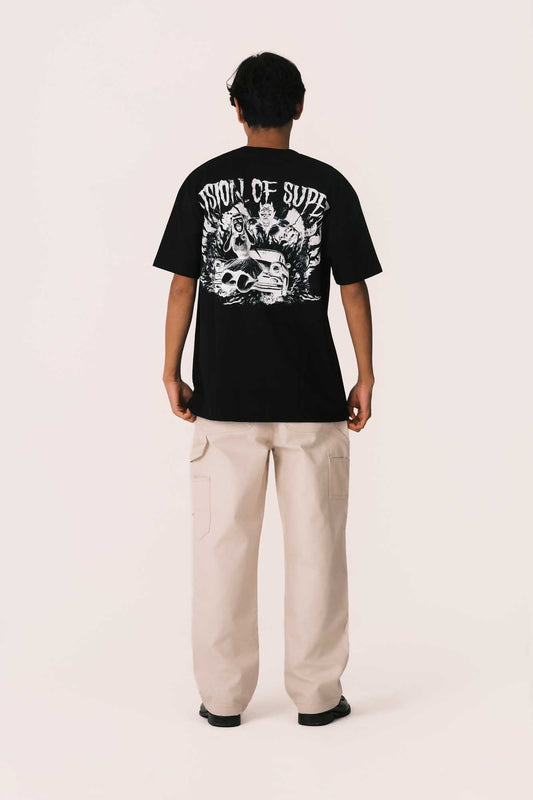 BLACK TEE WITH PRINT ON BACK