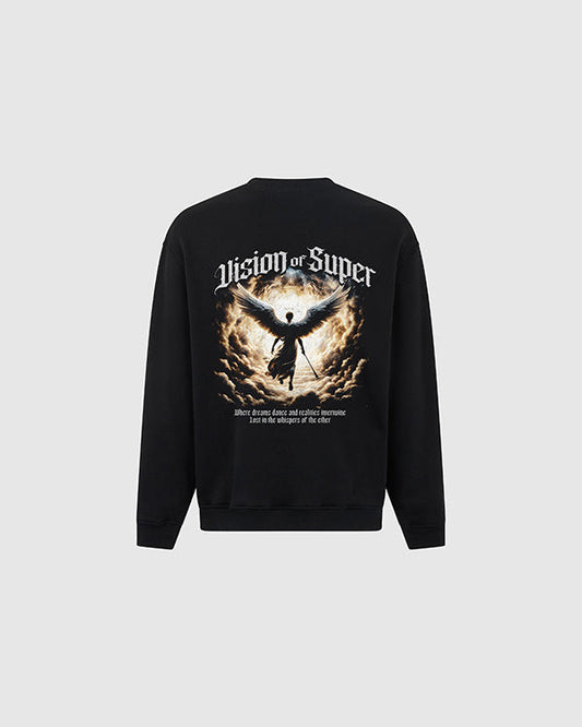 BLACK CREWNECK WITH ANGEL PRINT ON BACK