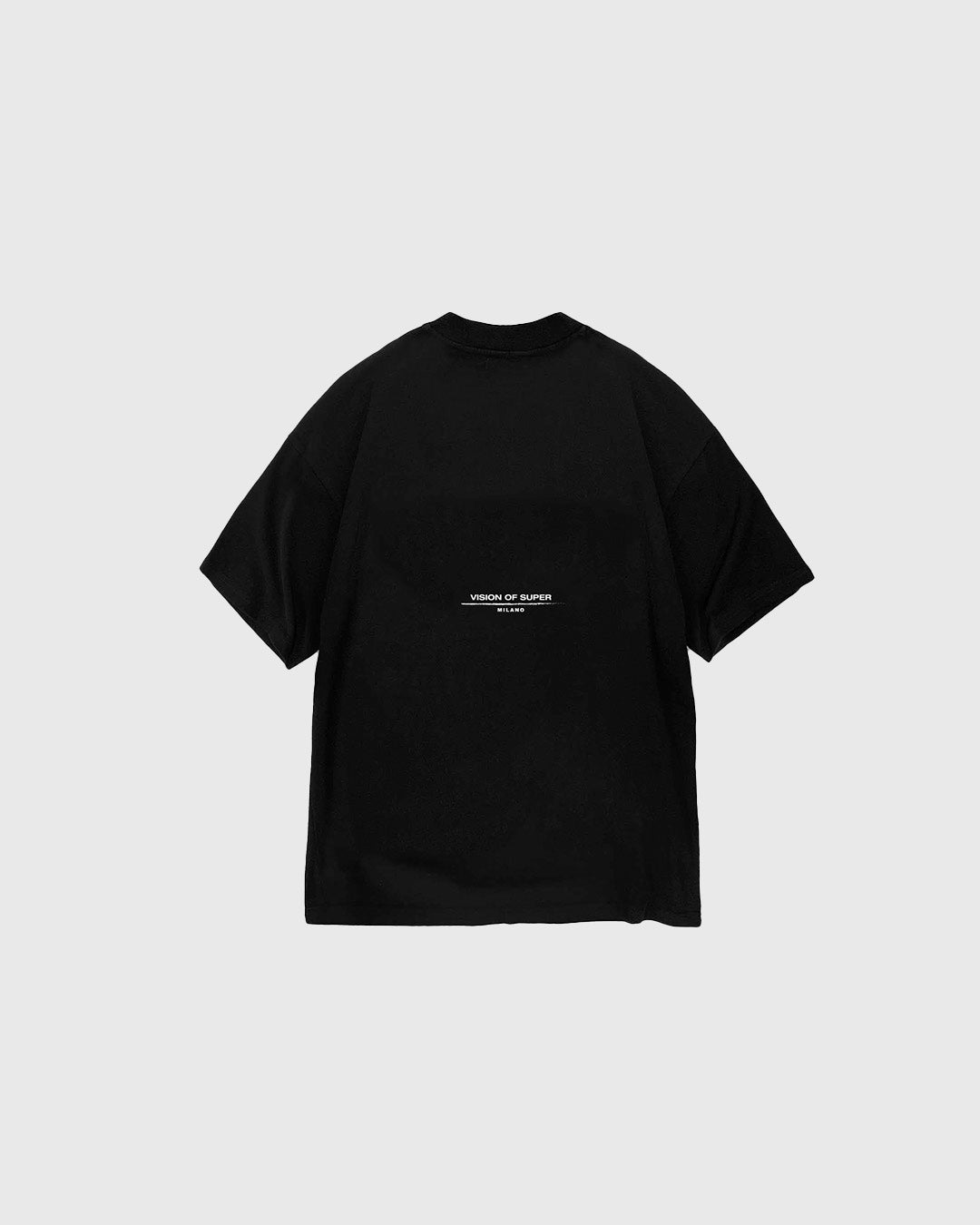 BLACK TEE WITH EMBROIDERED FLAME