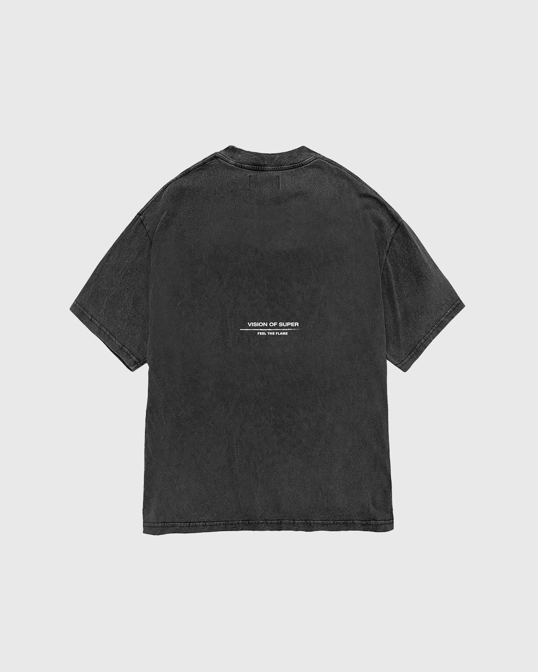 STONE WASH TEE WITH EMBROIDERED FLAME