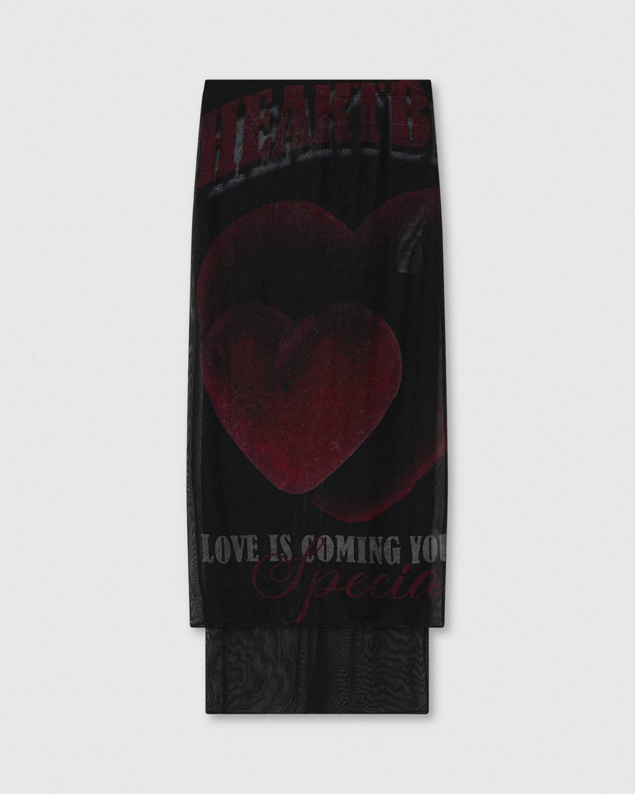 MIDI SKIRT WITH VELVET HEART PRINT