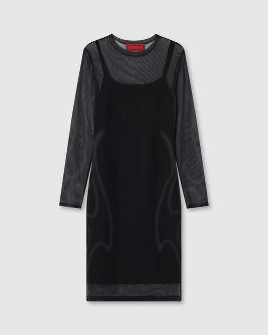 BLACK DRESS WITH SAND TRIBAL FLAMES