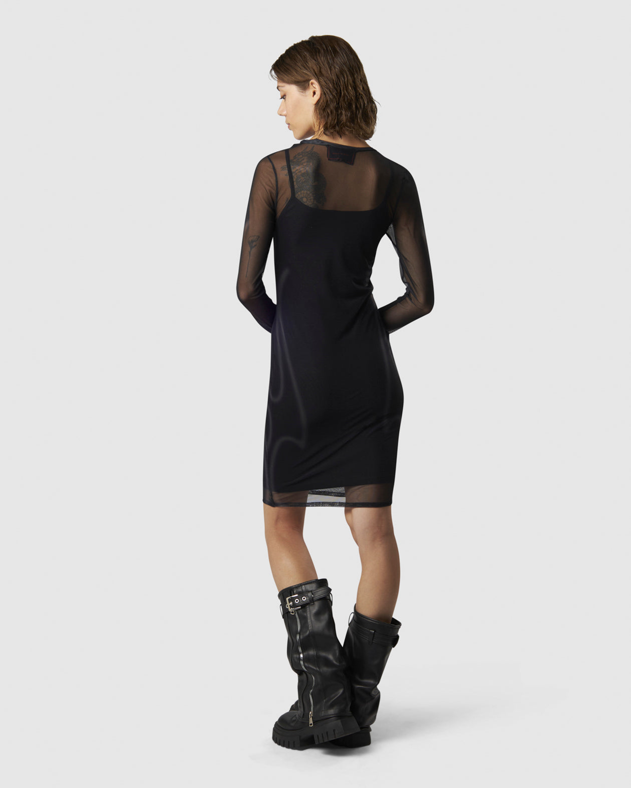 BLACK DRESS WITH SAND TRIBAL FLAMES