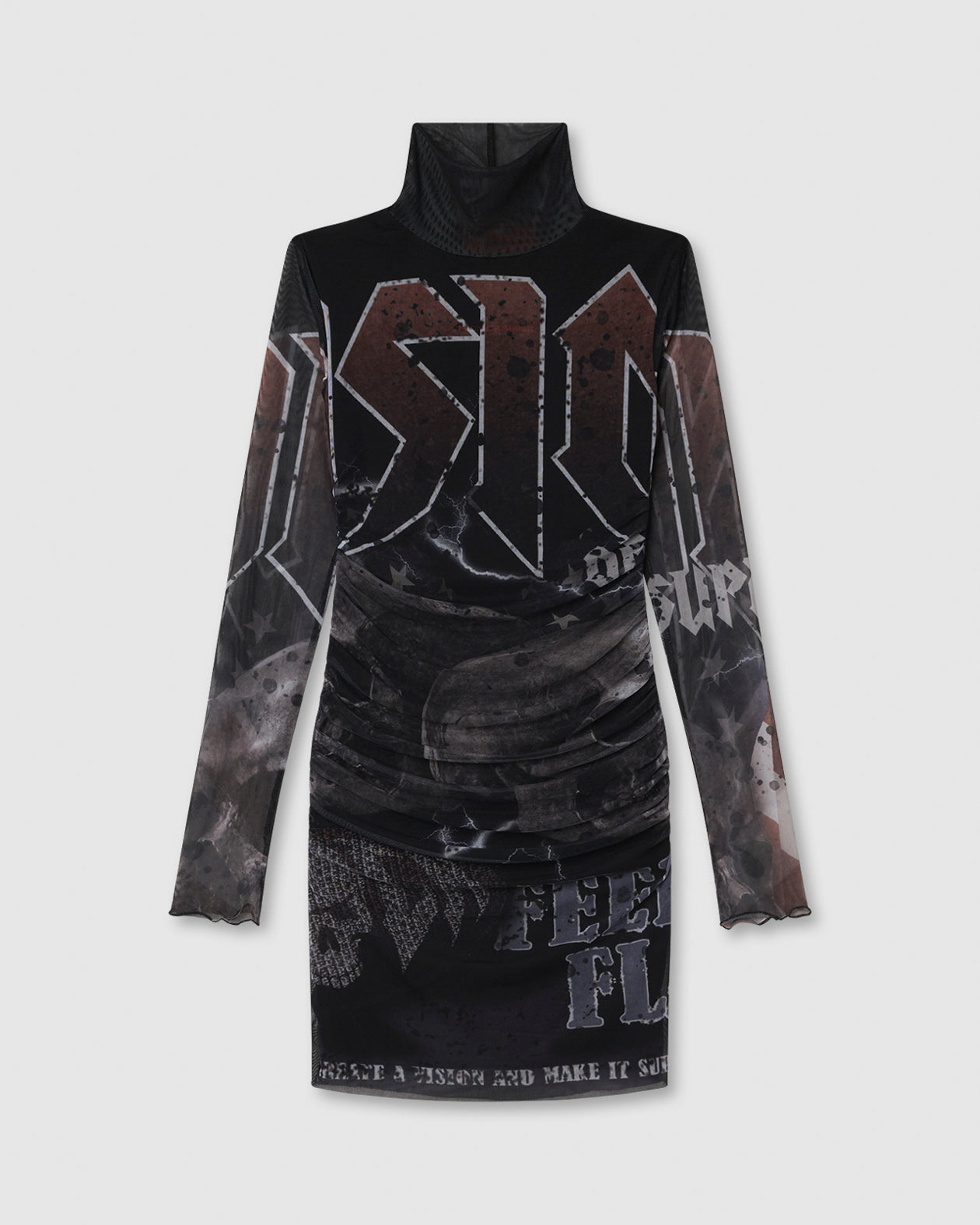 BLACK MIDI DRESS WITH FELL ROCK GRAPHIC