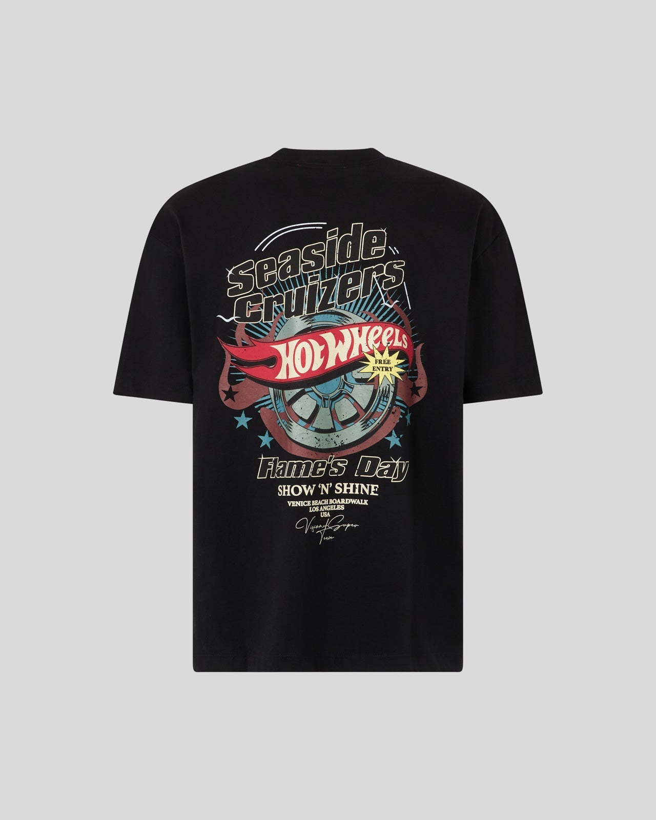 BLACK T-SHIRT WITH ICONIC WHEEL PRINT