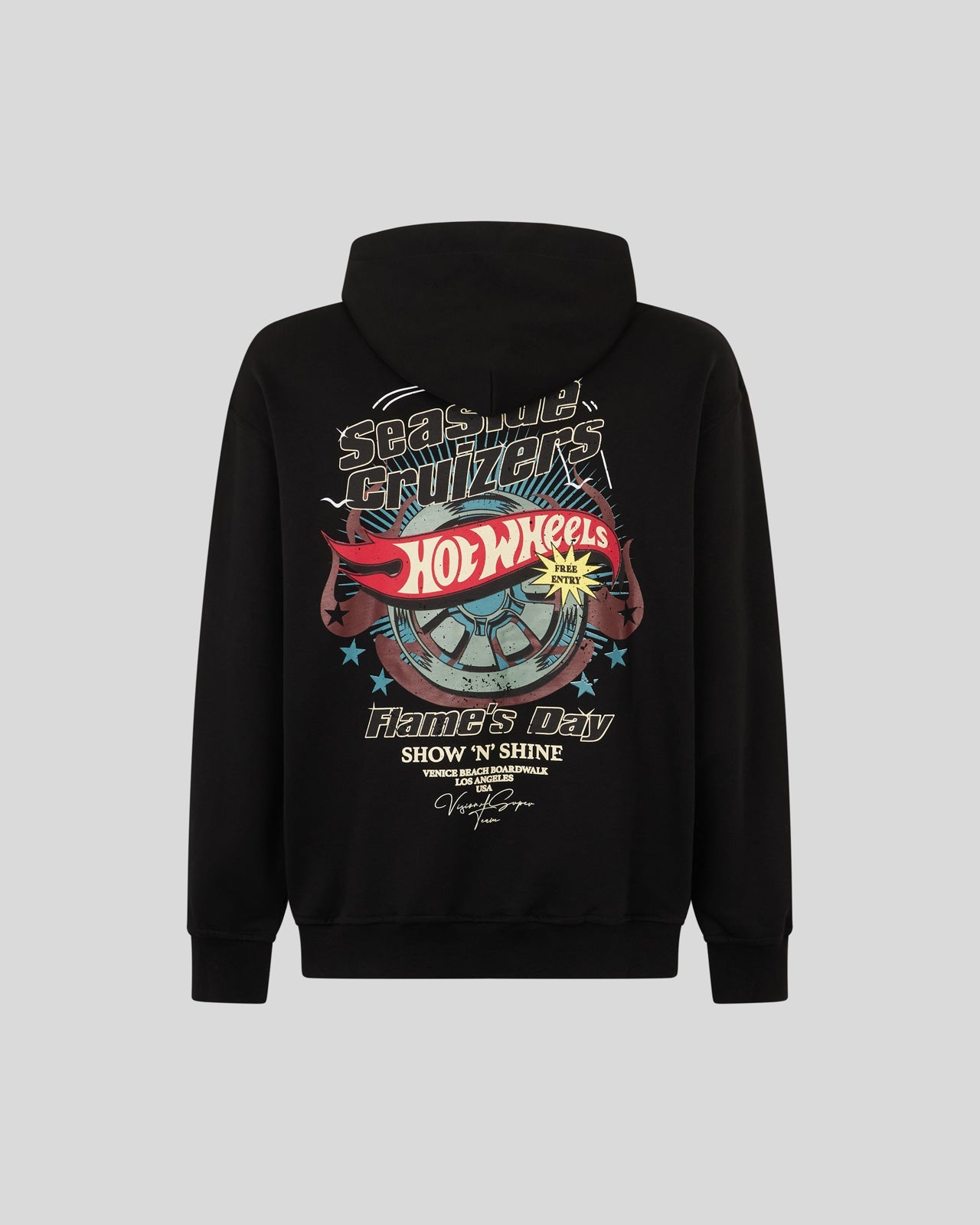 BLACK HOODIE WITH ICONIC WHEEL PRINT