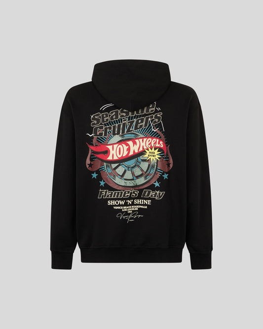 BLACK HOODIE WITH ICONIC WHEEL PRINT