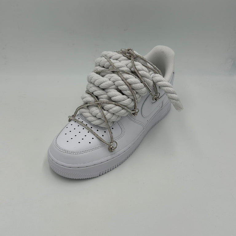 Nike Air Force 1 “Rope Laces White” Triple Swarovski Silver