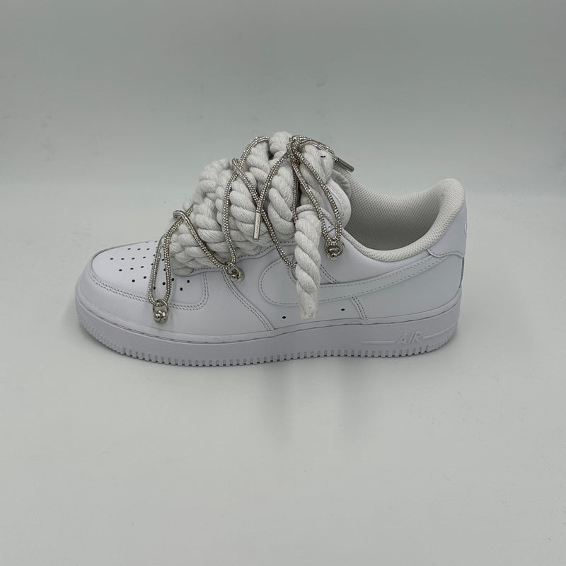 Nike Air Force 1 “Rope Laces White” Triple Swarovski Silver