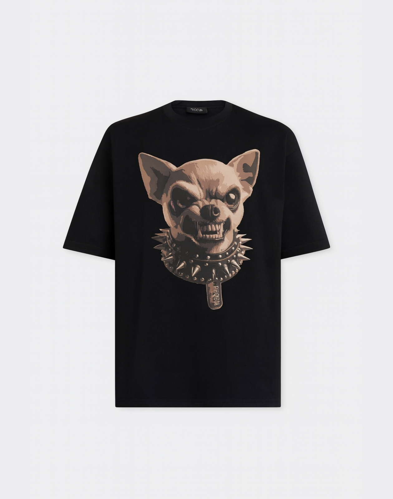 BLACK T-SHIRT WITH FRONT ANGRY DOG PRINT