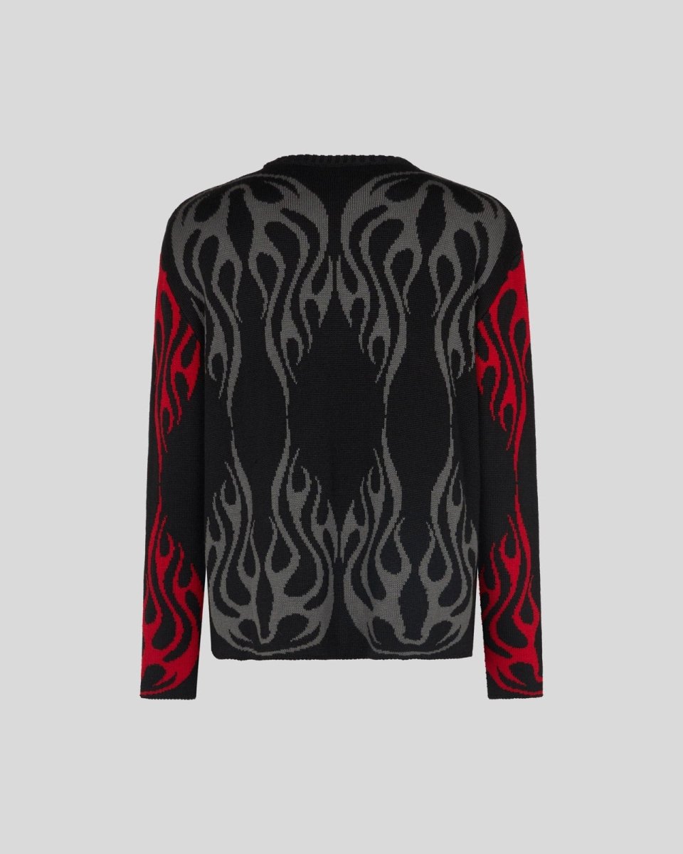 BLACK JUMPER WITH TRIBAL FLAMES - Vision of Super