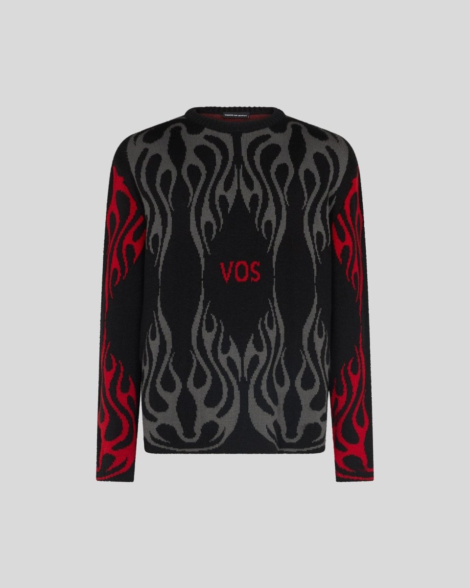 BLACK JUMPER WITH TRIBAL FLAMES - Vision of Super