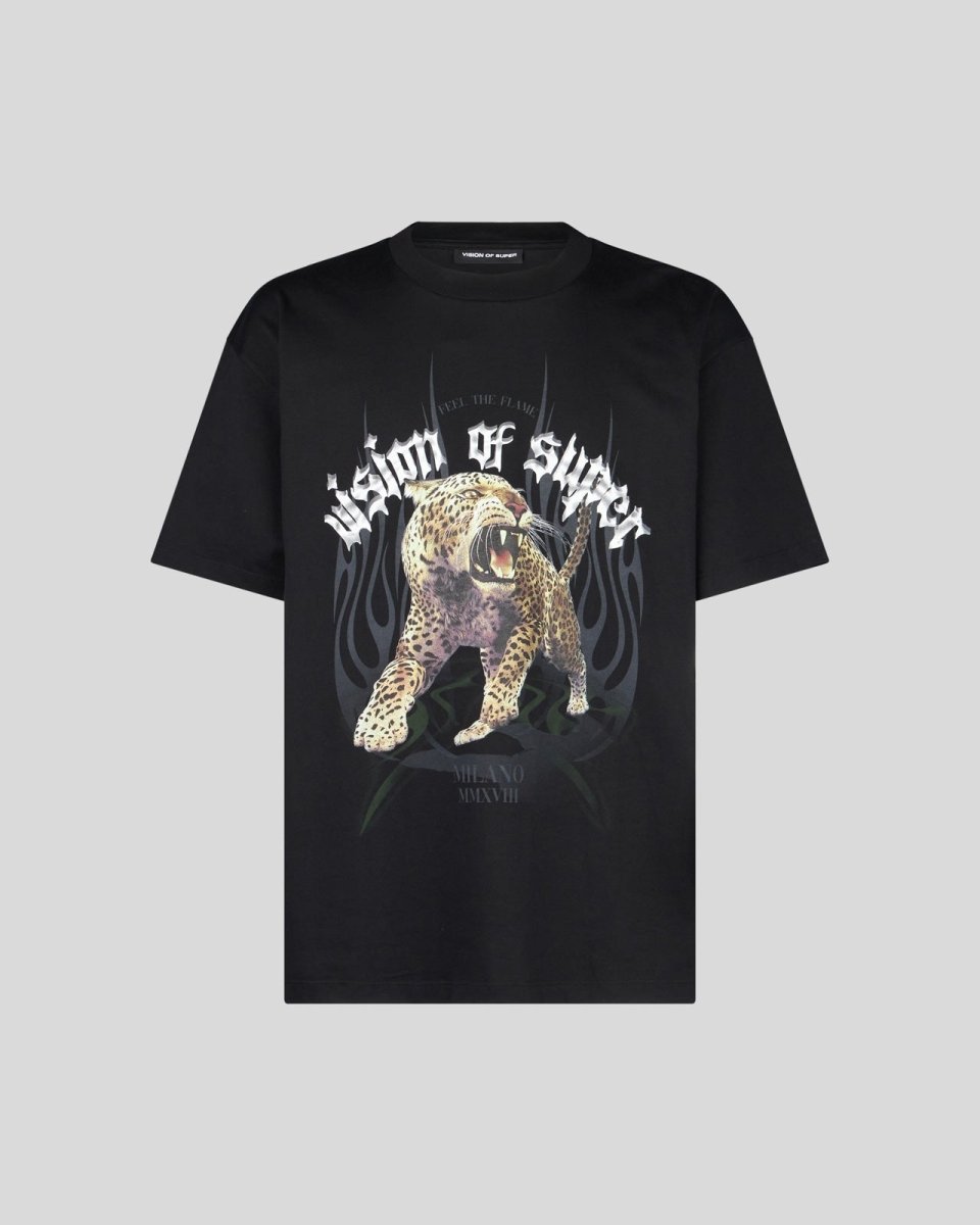 BLACK T-SHIRT WITH TIGER GRAPHICS - Vision of Super