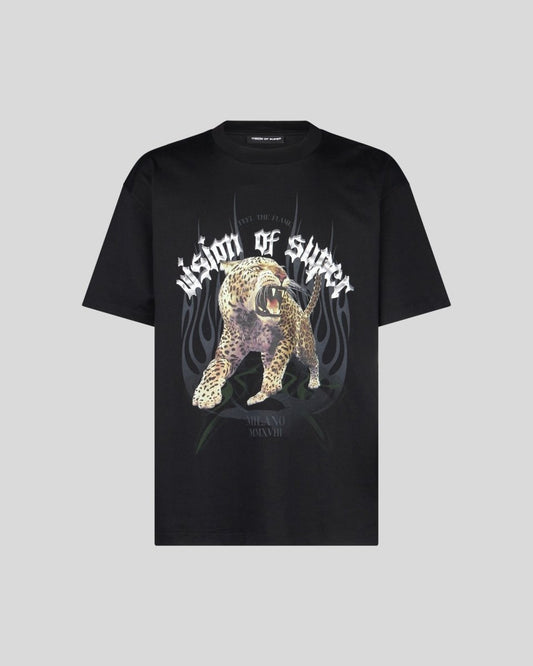 BLACK T-SHIRT WITH TIGER GRAPHICS - Vision of Super
