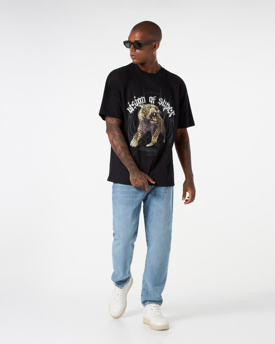 BLACK T-SHIRT WITH TIGER GRAPHICS - Vision of Super