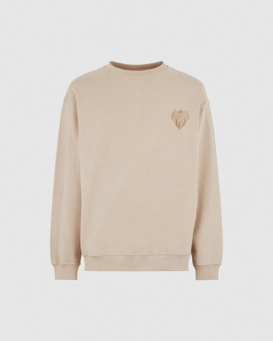 NUT CREWNECK WITH EMBROIDERED FLAMING HEART - Vision of Super