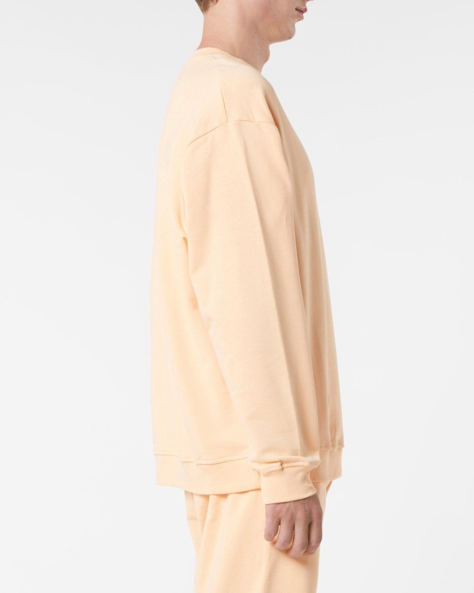 PEACH CREWNECK WITH EMBROIDERED FLAMING HEART - Vision of Super