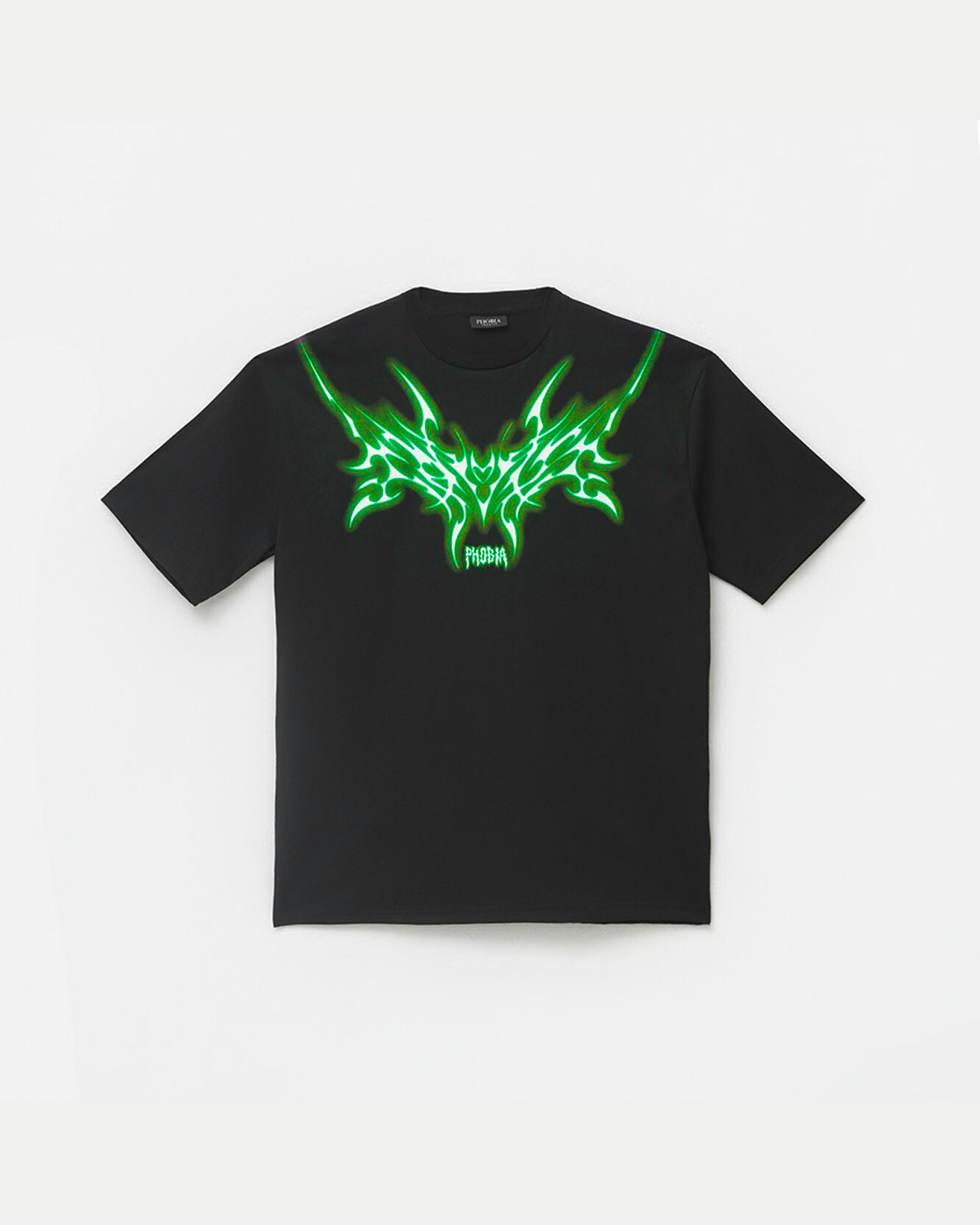 BLACK TEE WITH GREEN TRIBAL