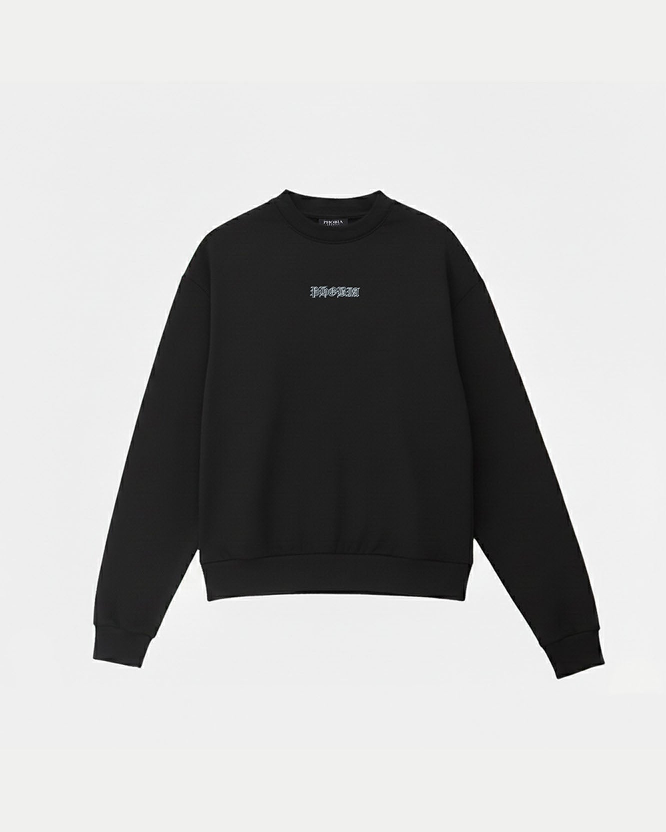 BLACK CREWNECK WITH GREY VAMPIRE MOUTH PRINT