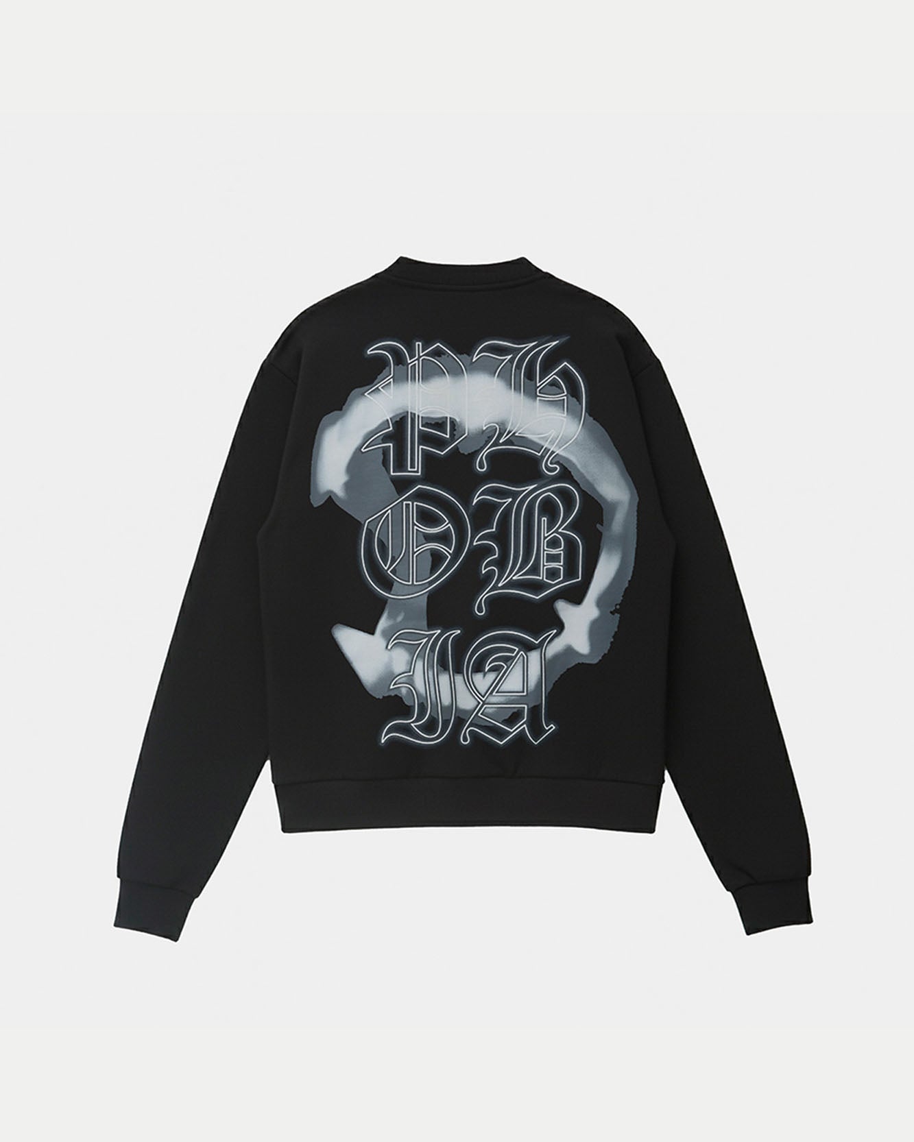 BLACK CREWNECK WITH GREY VAMPIRE MOUTH PRINT